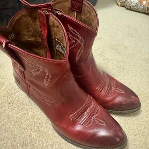 Ariat Red Leather Ankle Booties